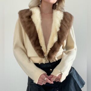 Vintage mink fur cashmere sweater/cardigan